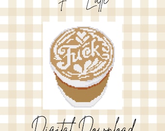 Cheeky Coffee Needlepoint Chart | Cuss Word Latte  Foam | Modern Needlepoint & Cross Stitch Pattern | Digital Download