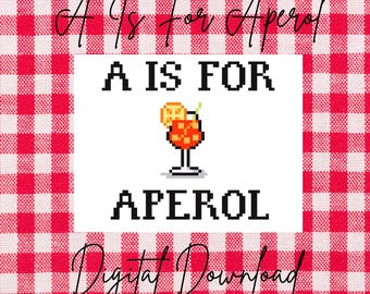 A wie Aperol Nadelspitzen-Muster | Digitale Nadelspitzenmuster |  Essen Nadelspitze | Kreuzstich Download | Freche Spruch Stickerei