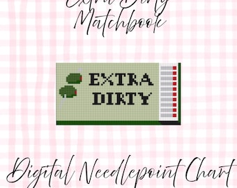 Extra Dirty Olive Matchbook-kruissteek- en borduurpatroon | Modern digitaal pdf-patroon | Eenvoudig kruissteek- en borduurontwerp