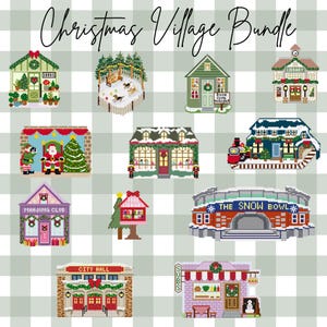 Christmas Needlepoint Village Bundle |  Modern Cross Stitch Charts | Instant Downloads and Future Access