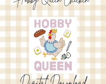 Hobby Queen Needlepoint Chart |Chicken Needlepoint | Mahjong & Baking Needlepoint | Digital Cross Stitch Pattern
