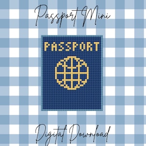 Gráfico de bordado para mini pasaporte / Diseño de bordado para viajes / Amante de los viajes / Adorno para bolso bordado / Patrón de punto de cruz