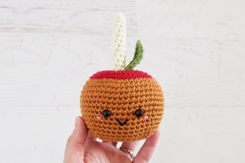 CROCHET PATTERN Apple Season Caramel Candy Apple, Kawaii Apple, and Apple Slice Amigurumi PDF Patterns image 3