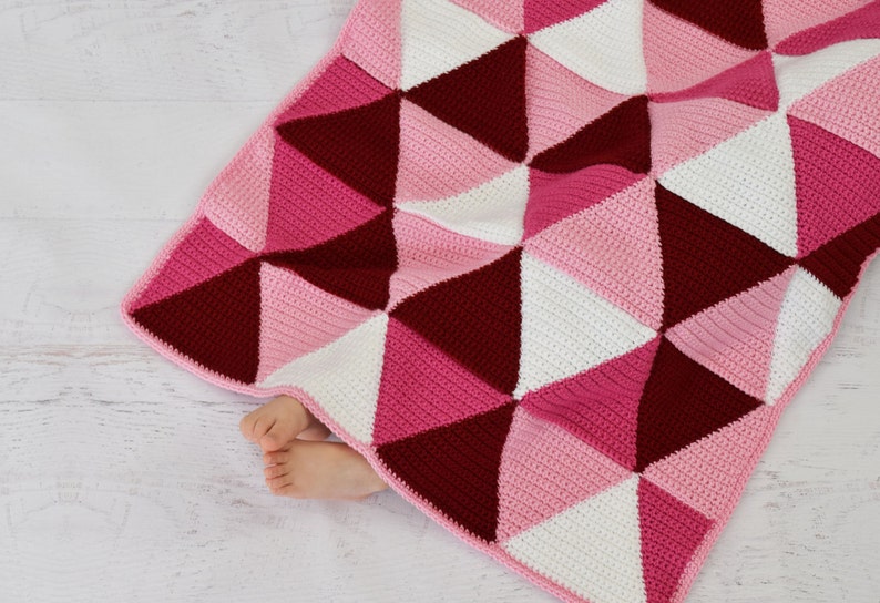 Crochet Blanket PATTERN Ombre Triangle Blanket baby size Blanket, child size blanket, PDF pattern, crochet afghan, Afghan pattern image 3