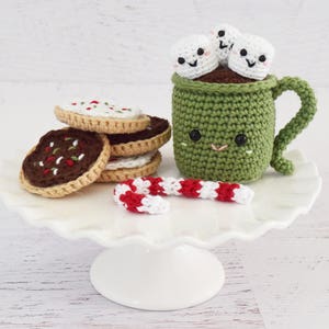 PDF PATTERN Christmas Hot Cocoa Crochet Amigurumi food crochet mug hot chocolate marshmallows softie food Toy christmas cookies image 1