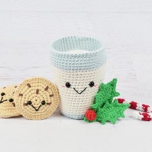 PDF PATTERN Santa's Milk and Cookies Crochet pattern Amigurumi Kawaii food Christmas cookies 画像 4