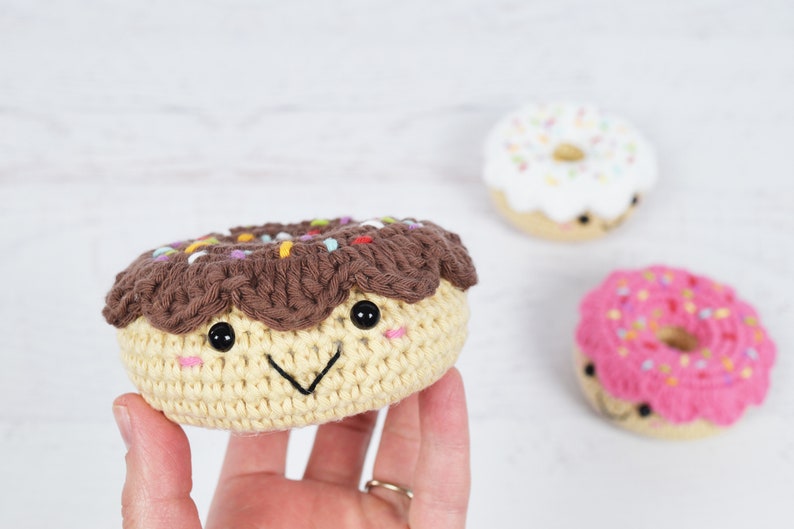 Amigurumi Crochet PATTERN Donut With Sprinkles PDF digital pattern of kawaii donuts for pretend play or cute decor image 2