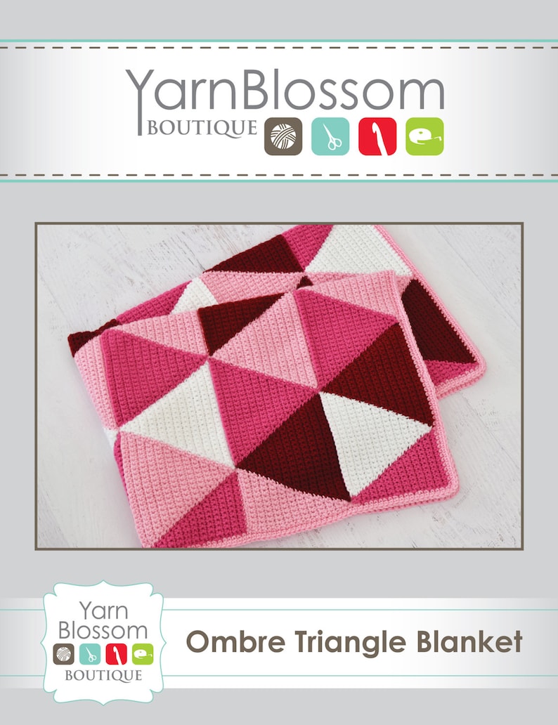 Crochet Blanket PATTERN Ombre Triangle Blanket baby size Blanket, child size blanket, PDF pattern, crochet afghan, Afghan pattern image 5