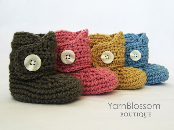 CROCHET PATTERN - Baby Button Boots - crochet booties baby shoes crochet pattern digital file instant download