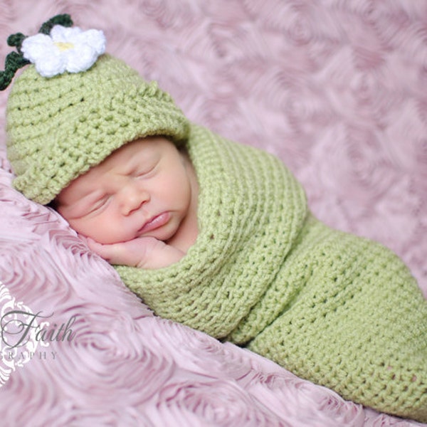 Baby CROCHET PATTERN - Sweet Pea Beanie & Cocoon - baby sleep sack baby hat crochet beanie newborn photo prop PDF pattern instant download