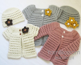 CROCHET PATTERN Toddler Cardigan and Beanie crochet patterns, digital ePattern, Instant  Download