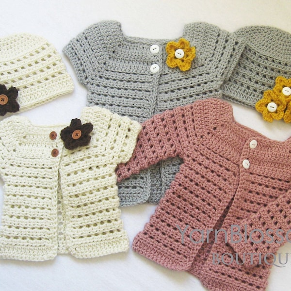 CROCHET PATTERN Toddler Cardigan and Beanie crochet patterns, digital ePattern, Instant  Download
