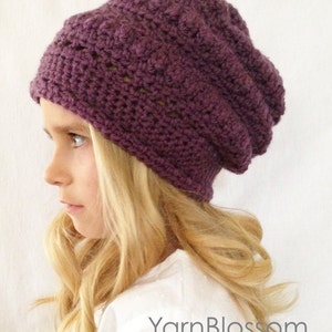 Crochet Hat PATTERN - The Slouchy Beanie - Instant Download PDF pattern girl winter hat