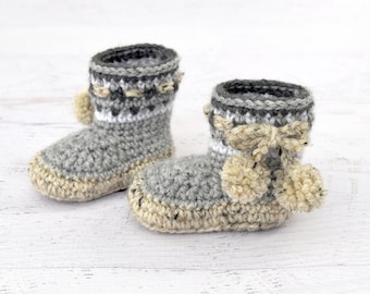 PDF PATTERN - Nordic Baby Boots - baby shoes crochet booties pattern Nordic boots instant download