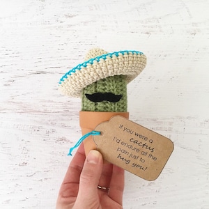 AmigurumiPATROON - Carl de Cactus - gehaakte cactus, sombrerohoed, afdrukbare cadeaukaartjes