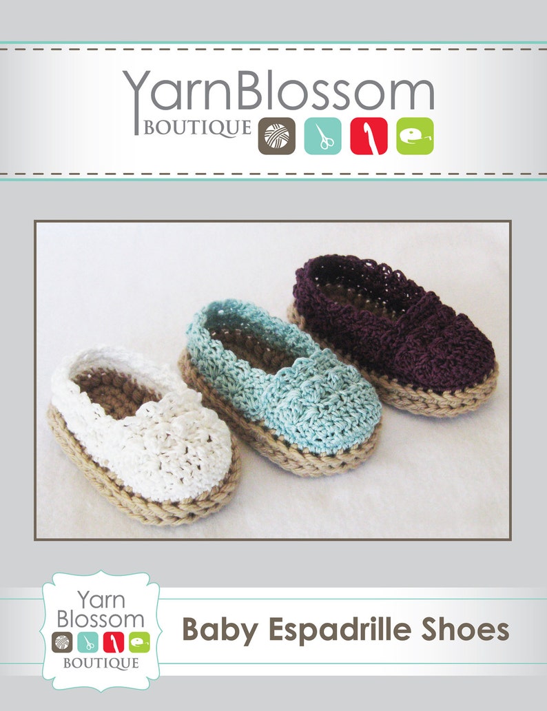 Espadrille Shoes CROCHET PATTERN PDF Instant Download baby girl booties slippers new baby gift baby shower gift image 4