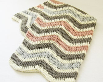 VIRKMÖNSTER TILL FILTEN - Chevron Babyfilt - nyfödd baby afghansk babyshowerpresent baby virkmönster