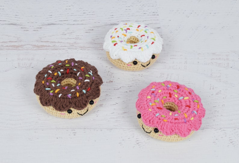 Amigurumi Crochet PATTERN Donut With Sprinkles PDF digital pattern of kawaii donuts for pretend play or cute decor image 5