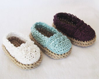 CROCHET PATTERN - Baby Girl Espadrille Shoes - booties slippers baby shoes PDF Instant Download