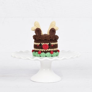 PADRÃO DE CROCHÉ - Padrão de Natal de bolo de rena de chocolate