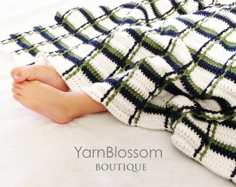 Crochet Baby Blanket PATTERN - Plaid Baby Blanket - PDF Instant Download