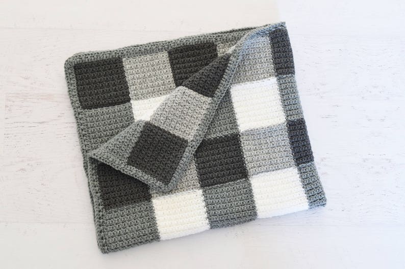 CROCHET PATTERN Farmhouse Gingham Blanket PDF crochet pattern, Beginner Level with instructions to make it larger or smaller image 4