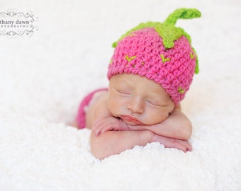 Strawberry Crochet PATTERN - Strawberry Shortcake Beanie & Leg Warmers - PDF pattern newborn baby photo prop hat baby girl outfit