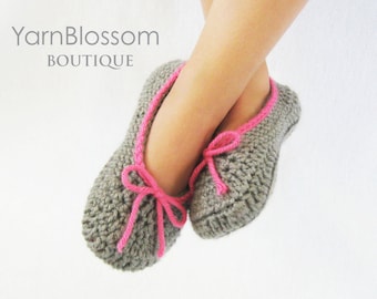 Crochet Slippers PATTERN - The Kayla Slipper - PDF pattern house shoes toddler shoe sizes 5-10 double sole