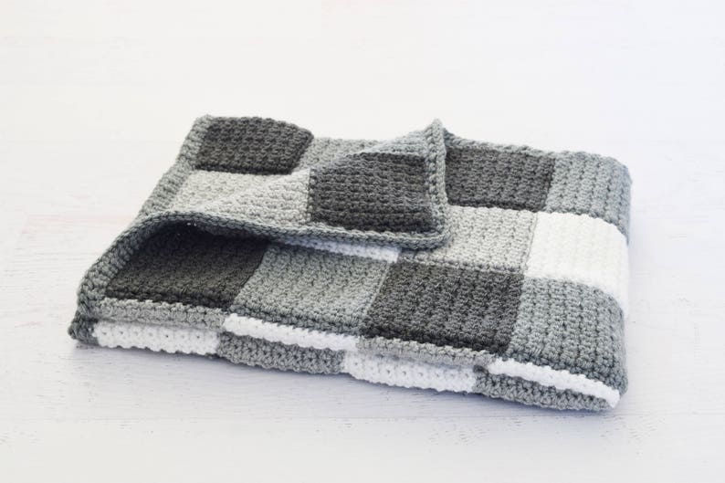 CROCHET PATTERN Farmhouse Gingham Blanket PDF crochet pattern, Beginner Level with instructions to make it larger or smaller image 5