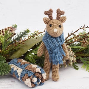 CROCHET PATTERN - Chestnut the Deer - amigurumi toy crochet doll reindeer granny square blanket deer stuffed animal pdf digital pattern
