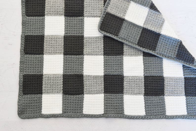 CROCHET PATTERN Farmhouse Gingham Blanket PDF crochet pattern, Beginner Level with instructions to make it larger or smaller image 3