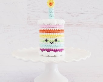 PATRON AU CROCHET - Gâteau d'anniversaire arc-en-ciel