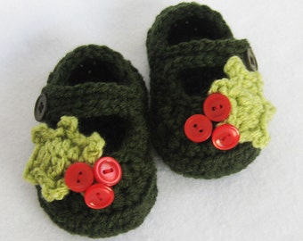 CROCHET PATTERN Holly Baby Shoes (5 sizes included from newborn-24 months) Instant Download
