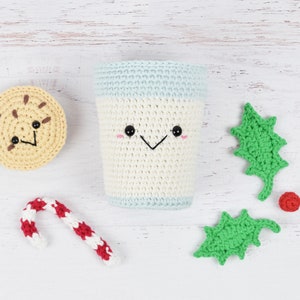 PDF PATTERN Santa's Milk and Cookies Crochet pattern Amigurumi Kawaii food Christmas cookies image 6