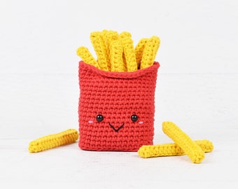 Amigurumi CROCHET PATTERN - Kawaii French Fries - play food, printable gift tags