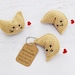 Amigurumi CROCHET PATTERN - Fortune Cookie Keychain - play food, teacher gift, printable gift tags