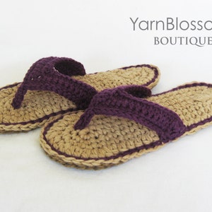 CROCHET PATTERN Indoor / Outdoor Violet Flip Flops 4 women's sizes PDF Instant Download flip flops for women house slippers summer sandals image 2