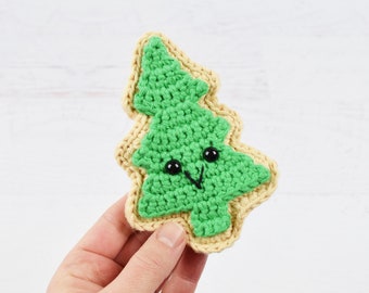 PDF PATTERN - Christmas Tree Sugar Cookie - Crochet pattern Amigurumi Kawaii food Christmas cookies