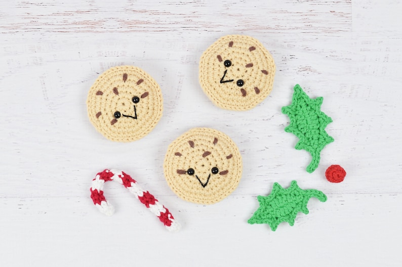 PDF PATTERN Santa's Milk and Cookies Crochet pattern Amigurumi Kawaii food Christmas cookies 画像 2