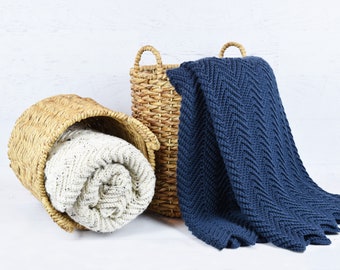 CROCHET PATTERN - Mountain Ridge Blanket - PDF crochet pattern, Beginner Level with instructions to make it larger or smaller, throw blanket