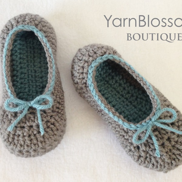 Slippers Crochet PATTERN - The Rebekah Slipper - 6 big kid shoe sizes girls children's house slippers shoes PDF Instant Download