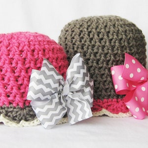 Hat CROCHET PATTERN - Bow-tastic Beanie & hair bow tutorial - Instant Download, crochet hat pattern, for girls, baby hat pattern, baby girl