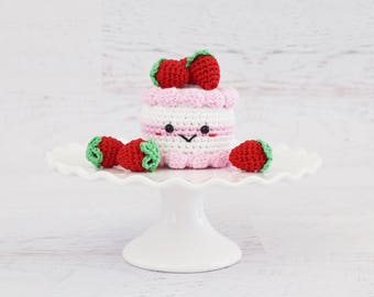 CROCHET PATTERN - Strawberry Dream Cake - Valentine’s Day Cake