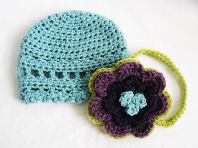 Baby Girl CROCHET PATTERN Blueberry Muffin Beanie / Headband & Leg Warmers 4 sizes included, PDF instant download, photo prop flower hat image 4