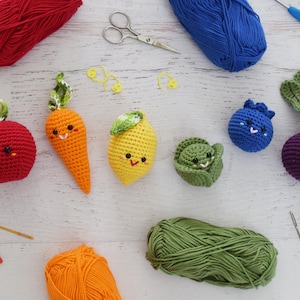 CROCHET PATTERN Farmer's Market amigurumi toy crochet food play food crochet vegetables fruit market bag kids PDF digital pattern image 4