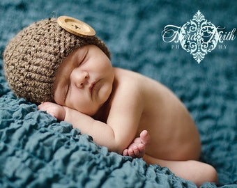 CROCHET PATTERN - Cute as a Button Beanie - crochet hat pattern, preemie hat sizes, crochet tutorial, 10 sizes included, instant download