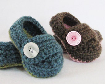 Baby CROCHET PATTERN Button Strap Booties (5 sizes included from newborn-24 months) Instant Download