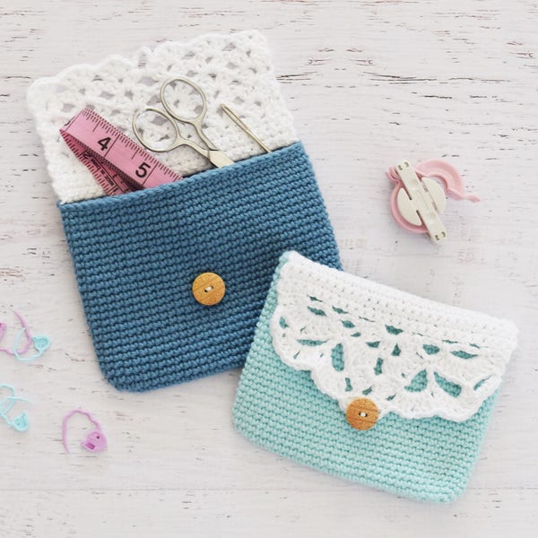 CROCHET PATTERN - Button Pouch - crochet purse, button bag, easy crochet pattern, change purse, clutch, travel pouch, crochet bag