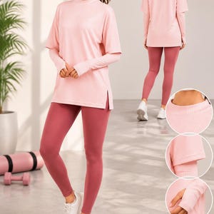 HUSTLERS ONLY | Haut Essential Modest et legging noir sans coutures Hyperflex | Vêtements de sport pour femmes | Tenues de fitness