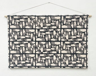 Hands Block Print Headboard Wall Hanging in Black